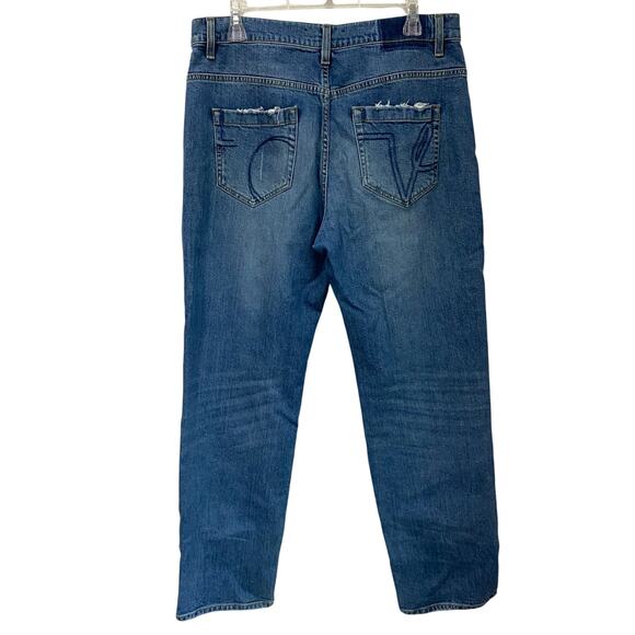 DOROTHEE SCHUMACHER Distressed Love Boyfriend Pant / Jean in Denim Blue Sz Large - Picture 3 of 12